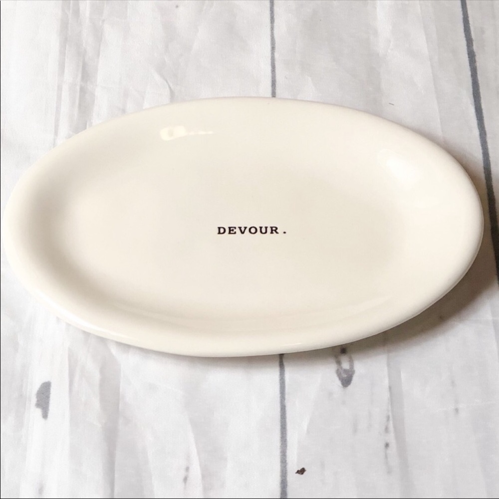 Rae Dunn typewriter DEVOUR Oval Plate